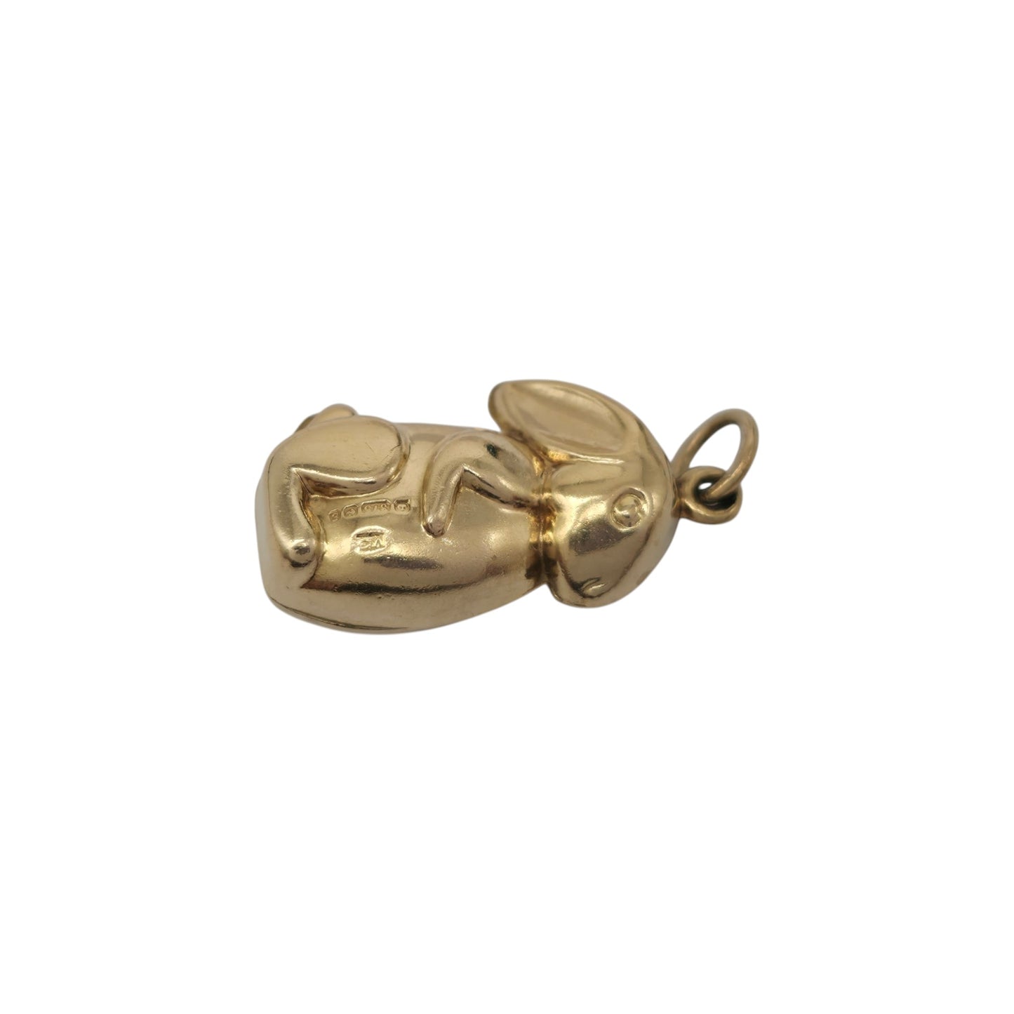 9ct 375 Yellow Gold Bunny Charm 1979 L 1.7 cm 1.2 g.