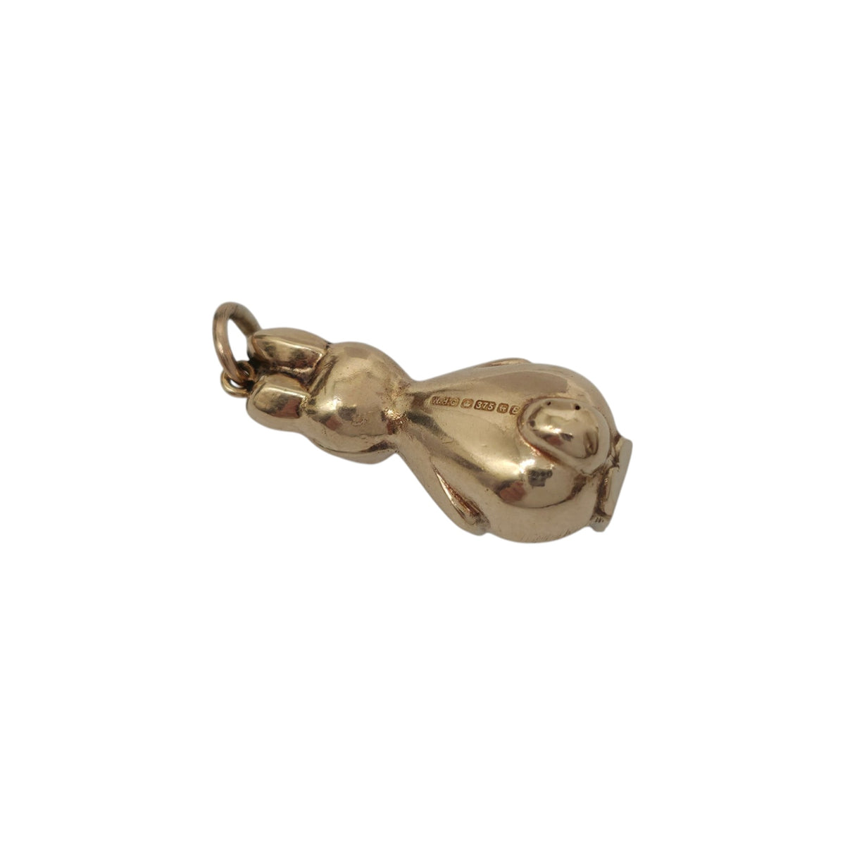 9ct 375 Yellow Gold Bunny Charm 1979 L 2.1 cm 1.3 g.