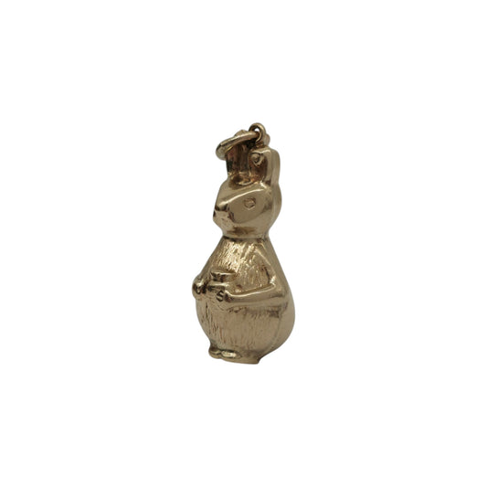 9ct 375 Yellow Gold Bunny Charm 1979 L 2.1 cm 1.3 g.