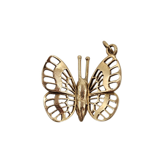 9ct 375 Yellow Gold Articulated Butterfly Charm 1968 L 1.8 cm 2.7 g.