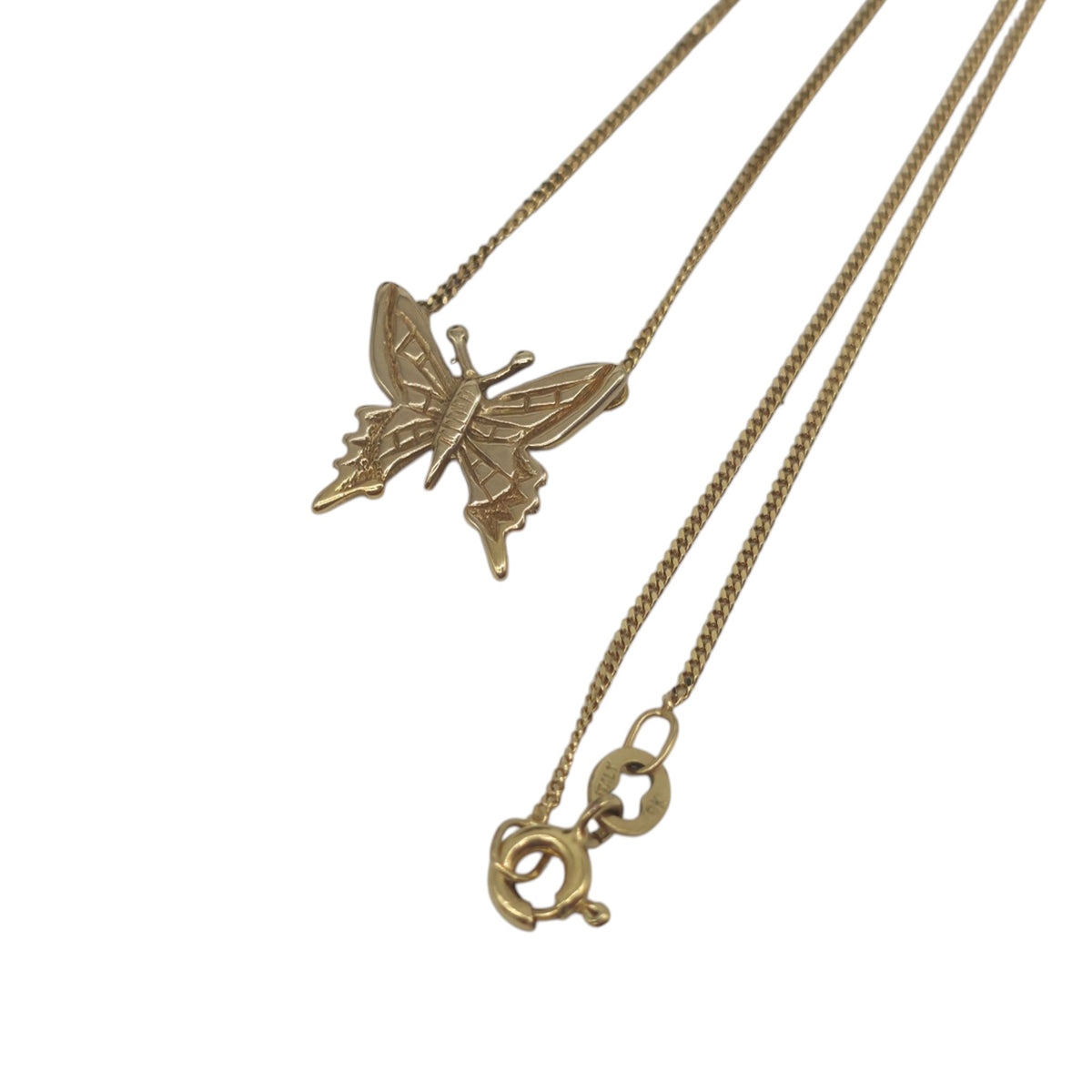 9ct 375 Yellow Gold Butterfly Necklace 1980 L 39.3 cm 2.3 g.
