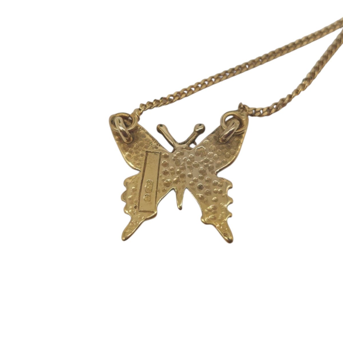 9ct 375 Yellow Gold Butterfly Necklace 1980 L 39.3 cm 2.3 g.