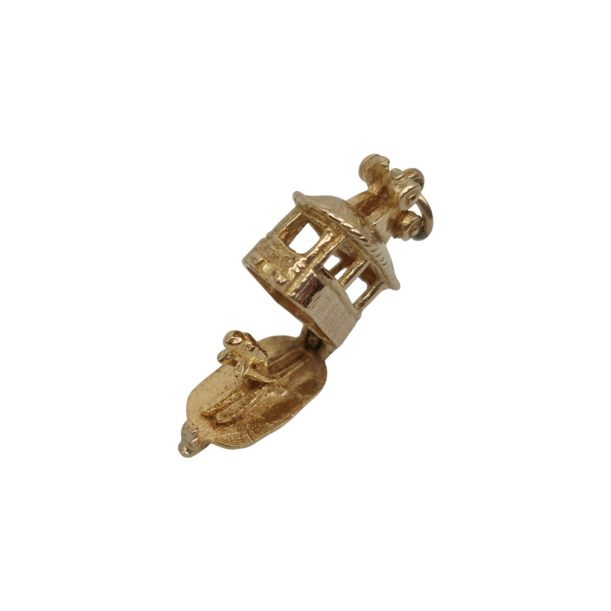 9ct 375 Yellow Gold Skier Inside Cable Car Opening Charm 1968 L 1.8 cm 4.4 g.