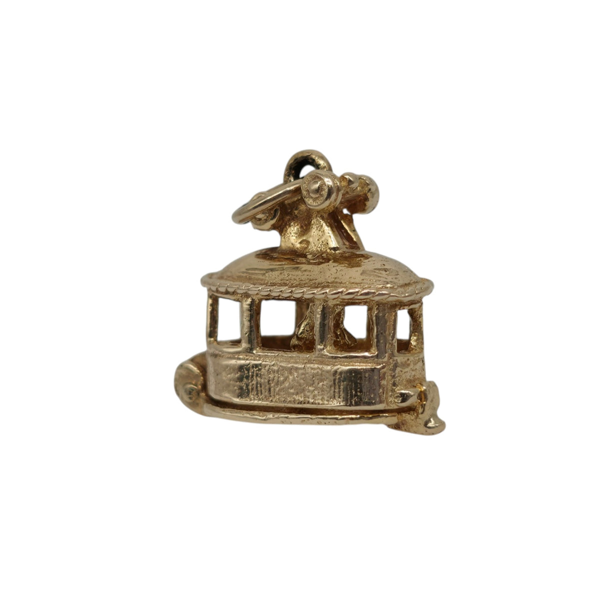 9ct 375 Yellow Gold Skier Inside Cable Car Opening Charm 1968 L 1.8 cm 4.4 g.