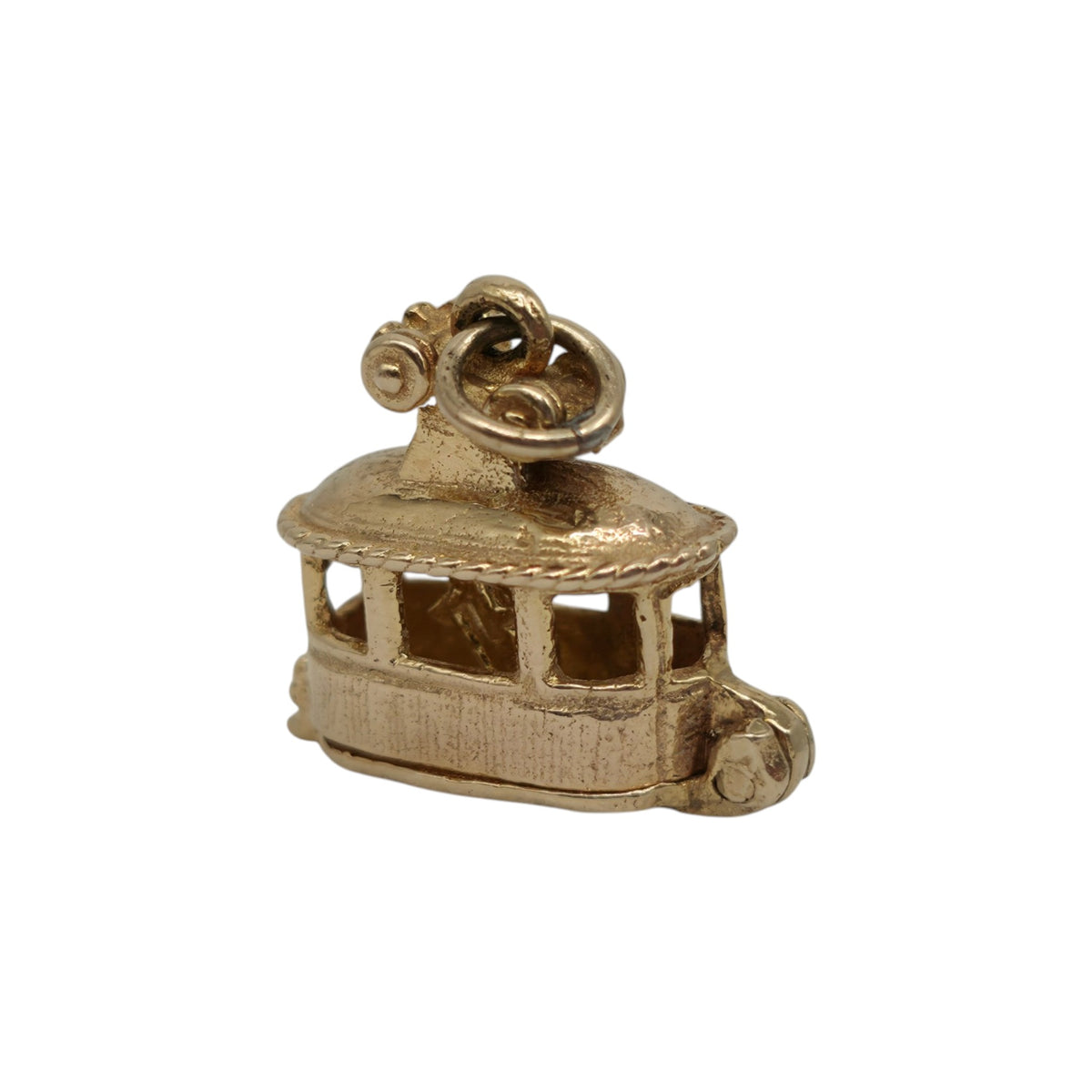 9ct 375 Yellow Gold Skier Inside Cable Car Opening Charm 1968 L 1.8 cm 4.4 g.