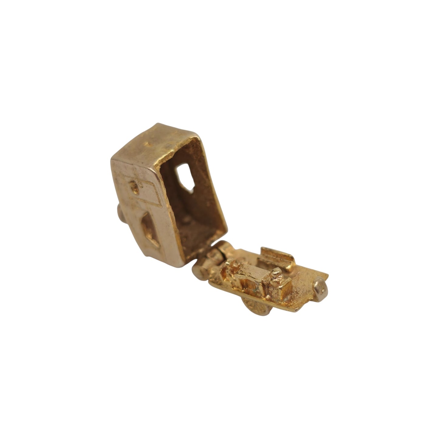 9ct 375イエローゴールド キャンピングトレーラー開閉式チャーム 1965年製 長さ1.5cm 3.6g