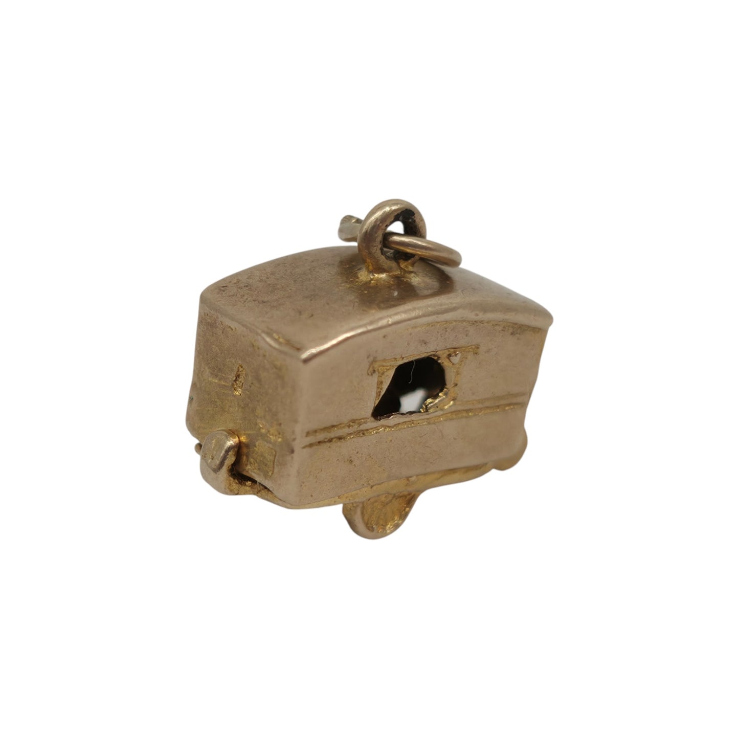 9ct 375イエローゴールド キャンピングトレーラー開閉式チャーム 1965年製 長さ1.5cm 3.6g