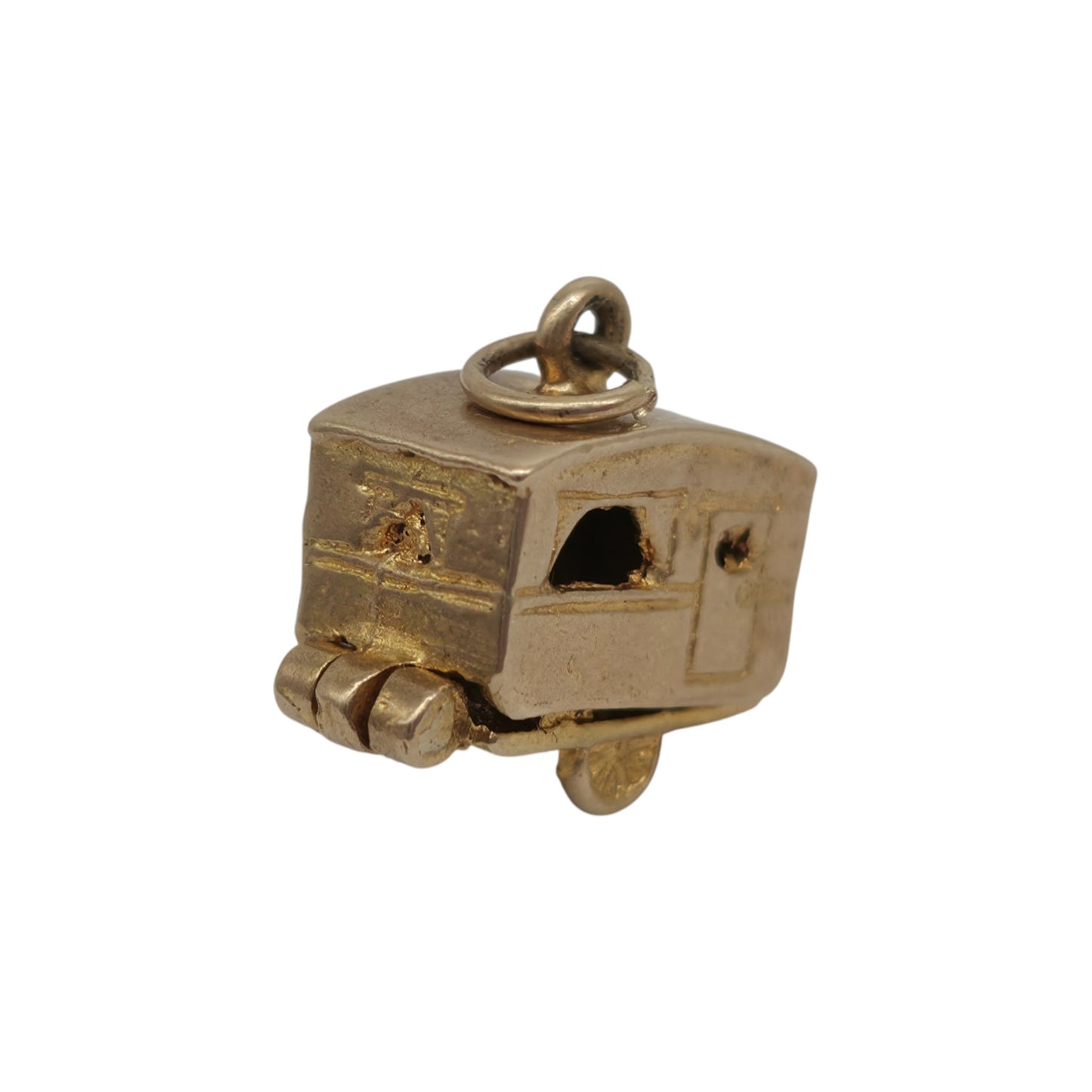 9ct 375イエローゴールド キャンピングトレーラー開閉式チャーム 1965年製 長さ1.5cm 3.6g