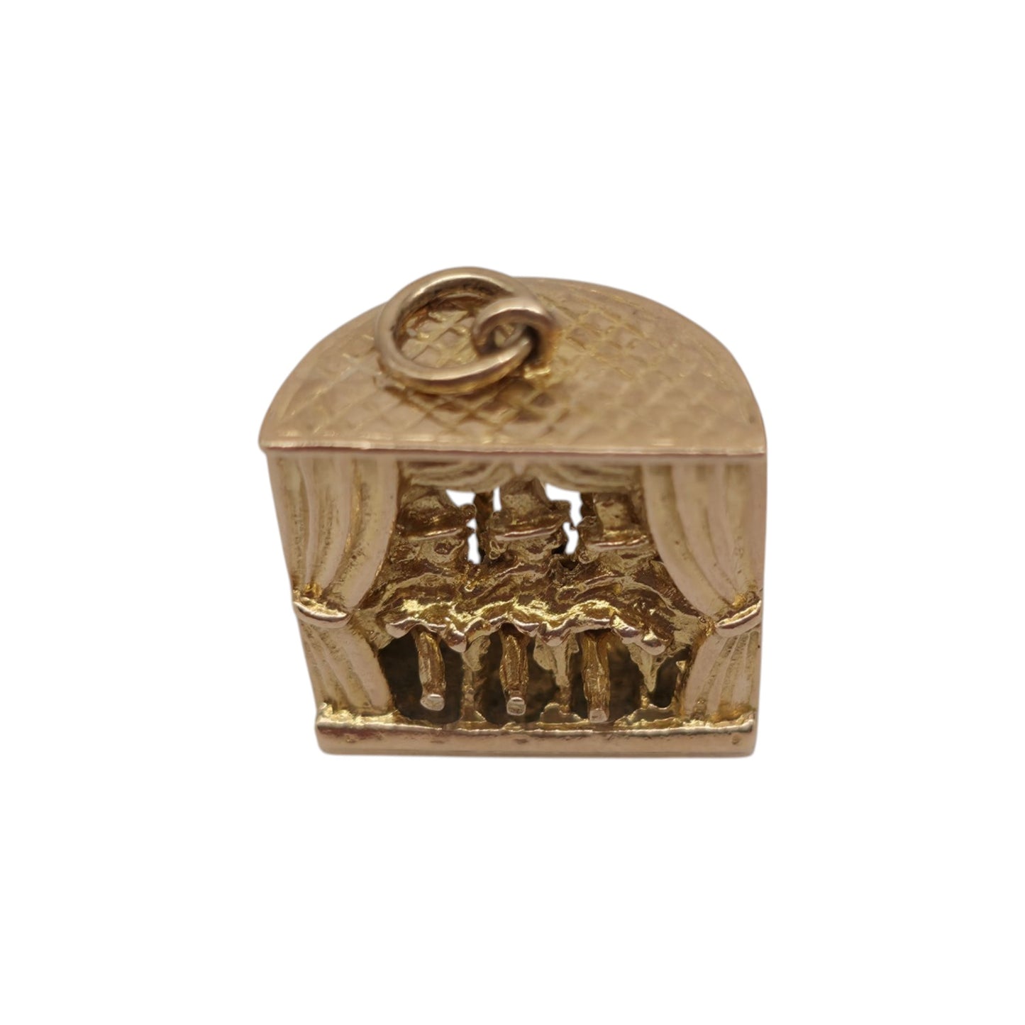 9ct 375 Yellow Gold Articulated Can Can Dancers Charm 1962 L 1.4 cm 3.5 g.