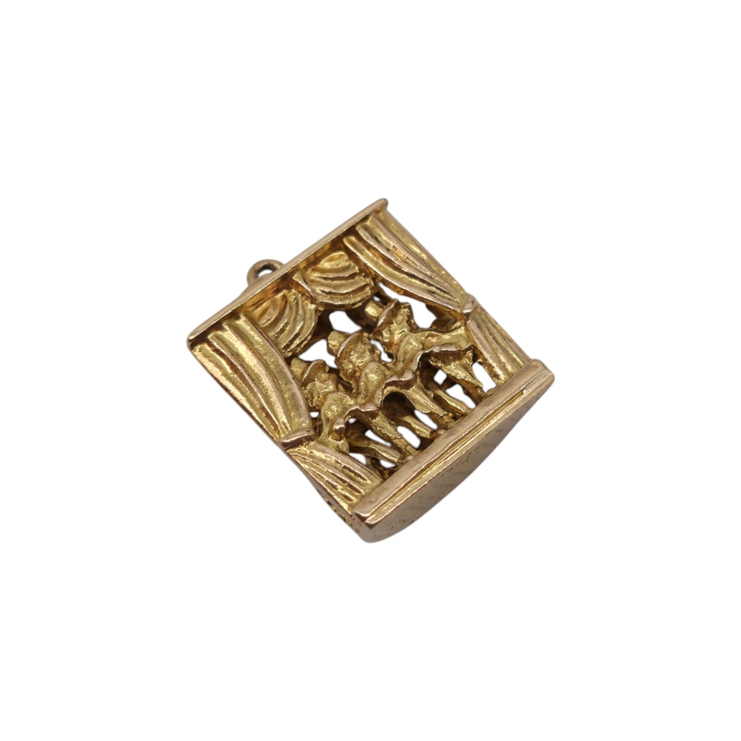 9ct 375 Yellow Gold Articulated Can Can Dancers Charm 1962 L 1.4 cm 3.5 g.