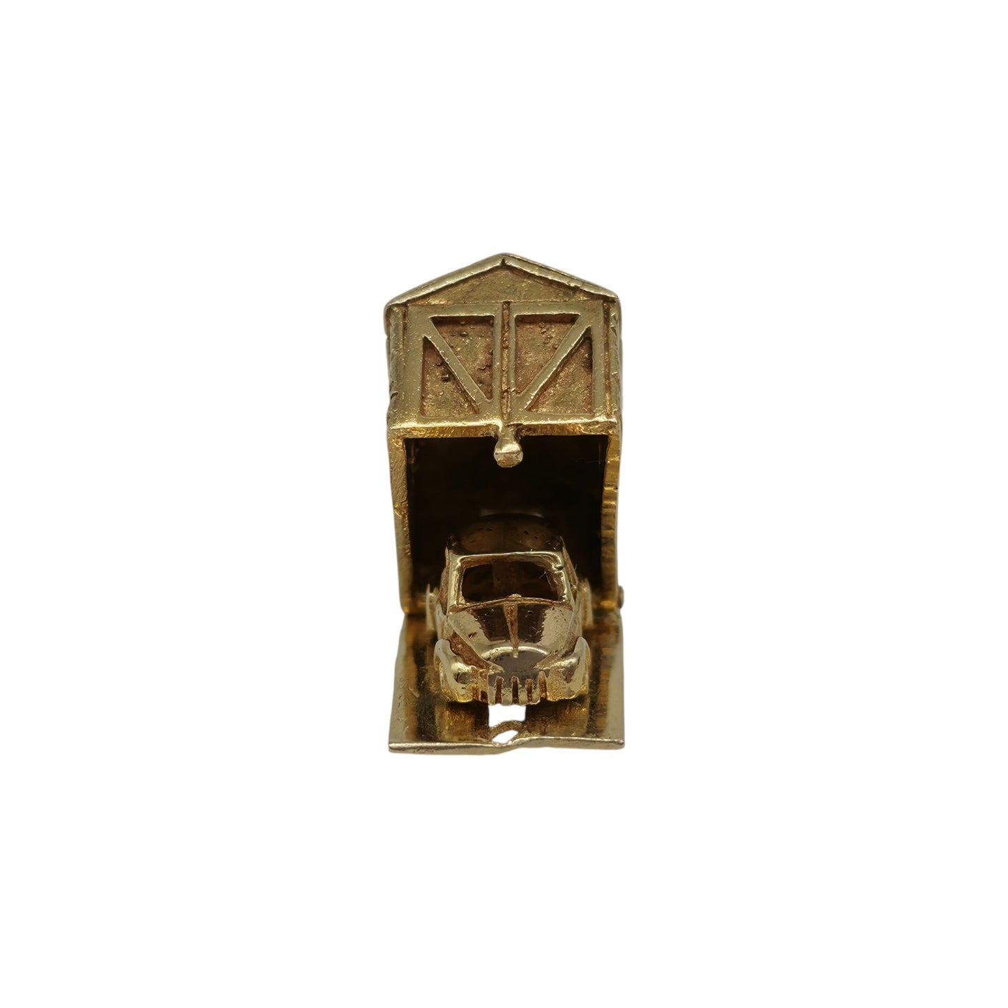 ヘビー 9ct 375 イエローゴールド 納屋の車 開くチャーム 1963年製 長さ1.4cm 5.4g