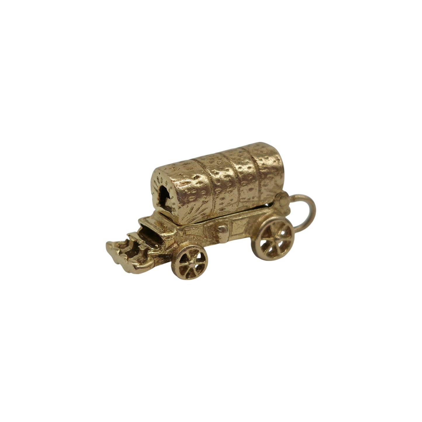 Heavy 9ct 375 Yellow Gold Caravan Opening Charm 1971 L 2.0 cm 5.2 g.