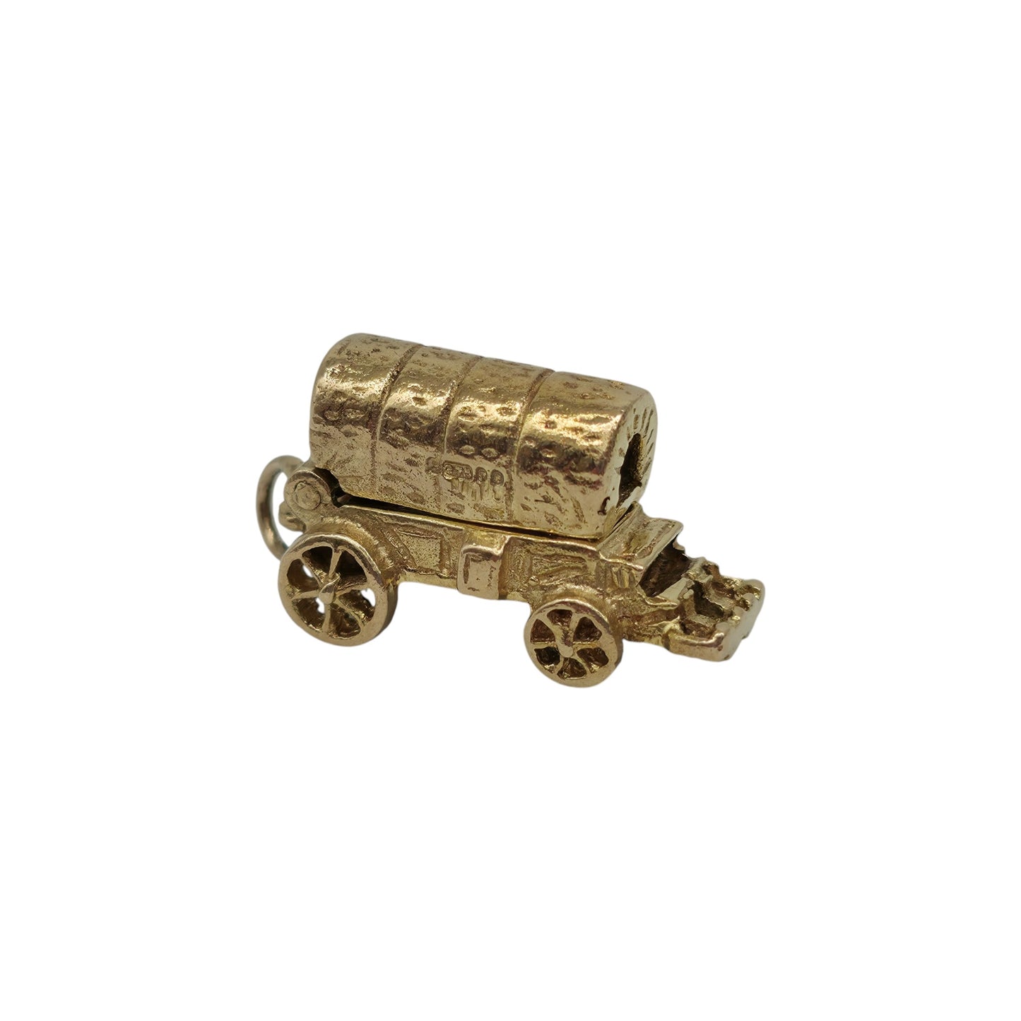 Heavy 9ct 375 Yellow Gold Caravan Opening Charm 1971 L 2.0 cm 5.2 g.