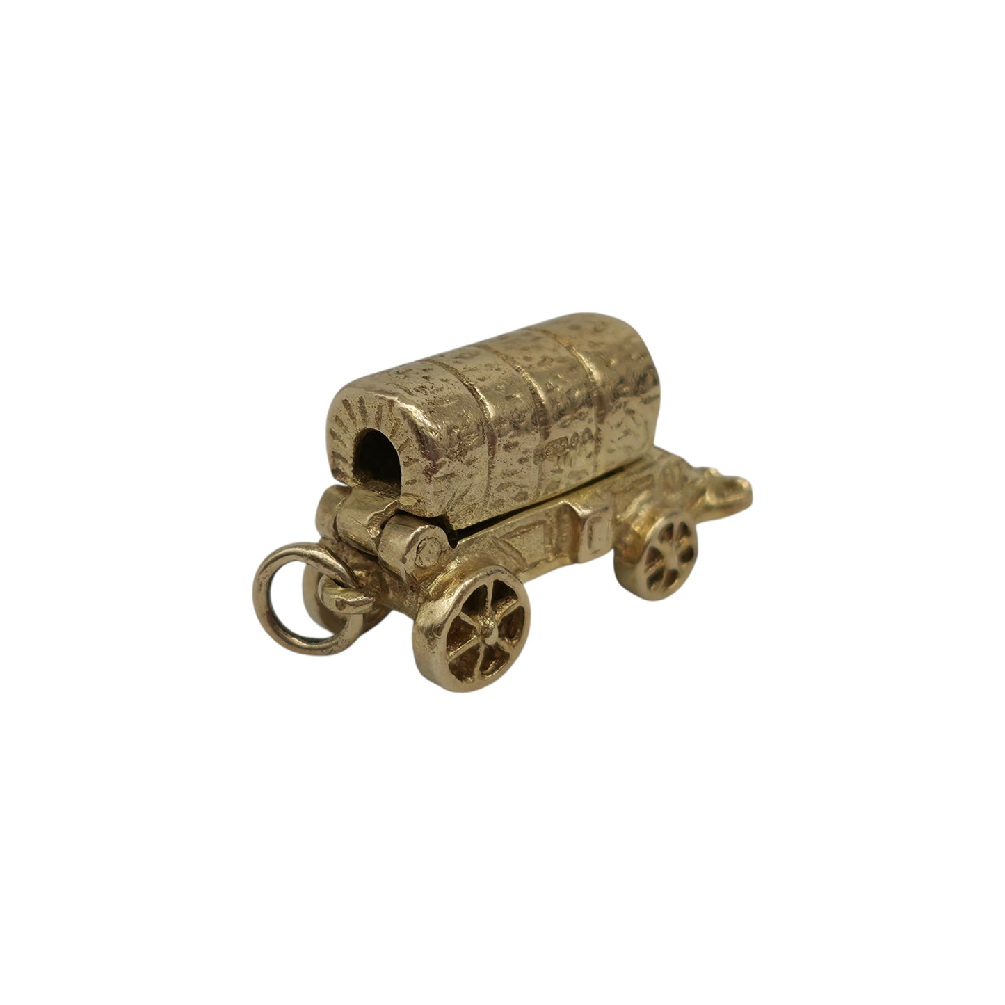 Heavy 9ct 375 Yellow Gold Caravan Opening Charm 1971 L 2.0 cm 5.2 g.