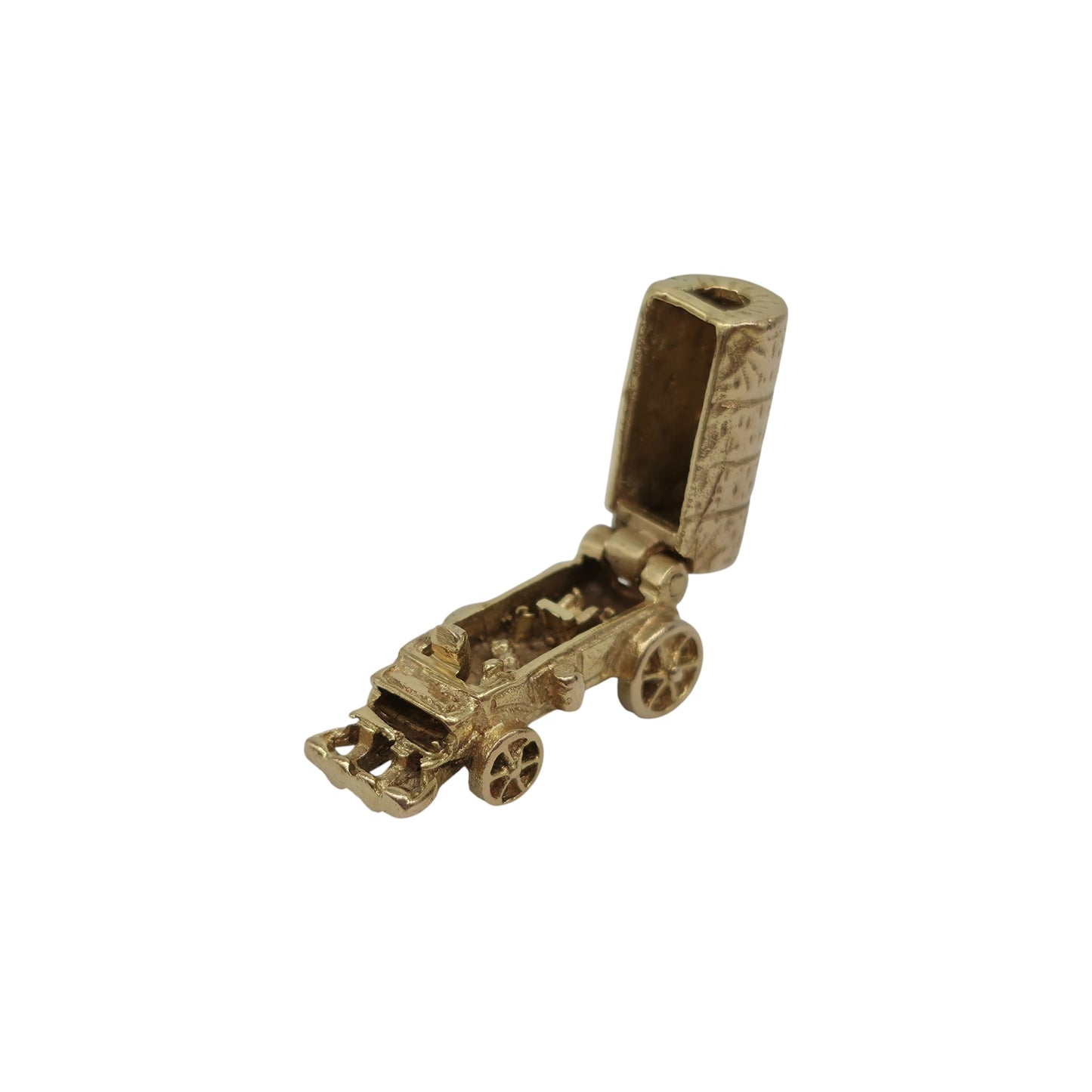 Heavy 9ct 375 Yellow Gold Caravan Opening Charm 1971 L 2.0 cm 5.2 g.