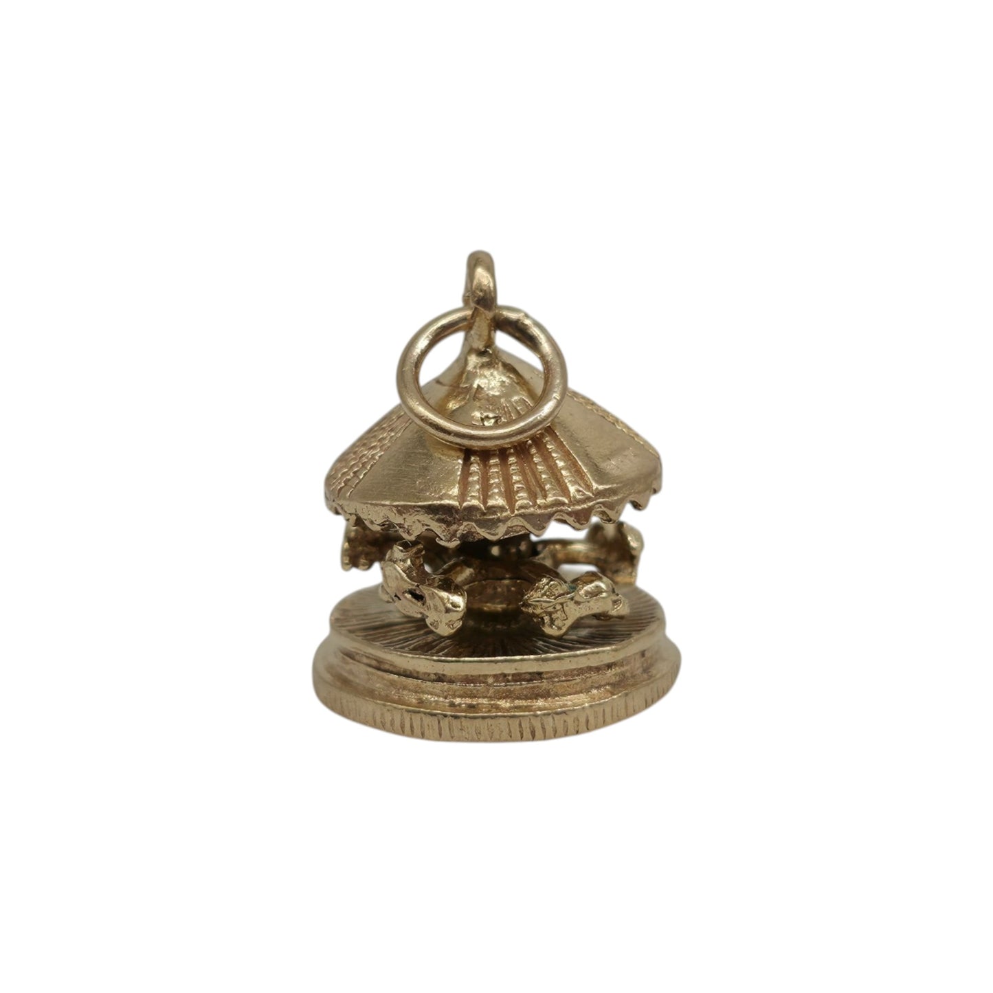 9ct 375 Yellow Gold Articulated Carousel Charm 1961 L 1.1 cm 3.0 g.