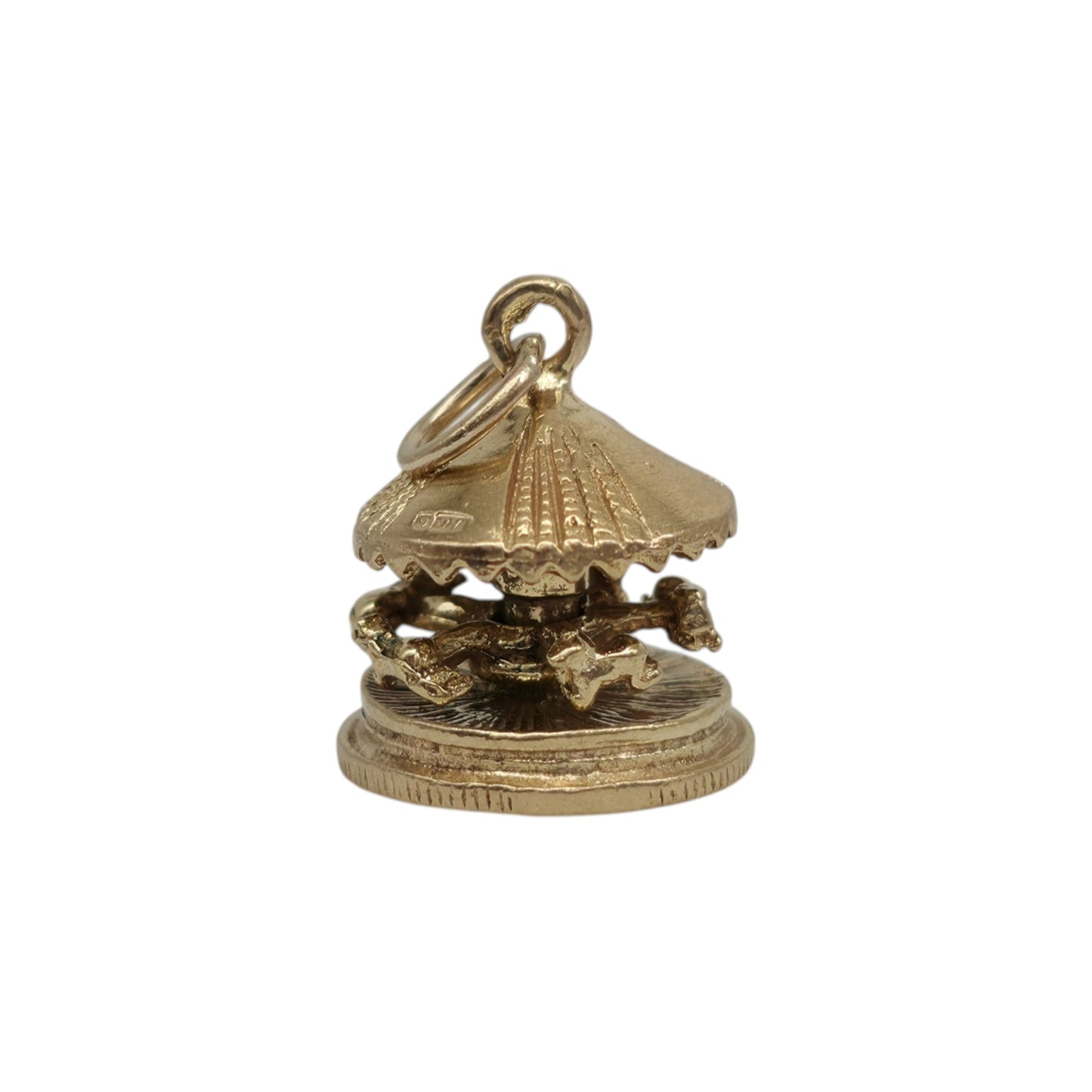 9ct 375 Yellow Gold Articulated Carousel Charm 1961 L 1.1 cm 3.0 g.