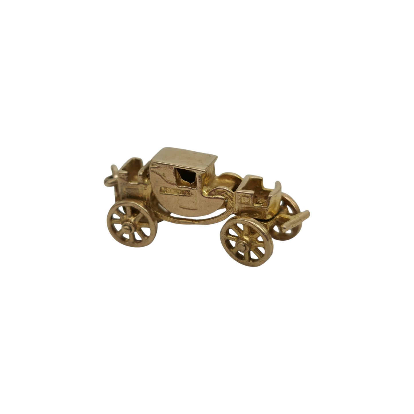 9ct 375 イエローゴールド 可動式馬車チャーム 1959年製 長さ2.2cm 4.0g