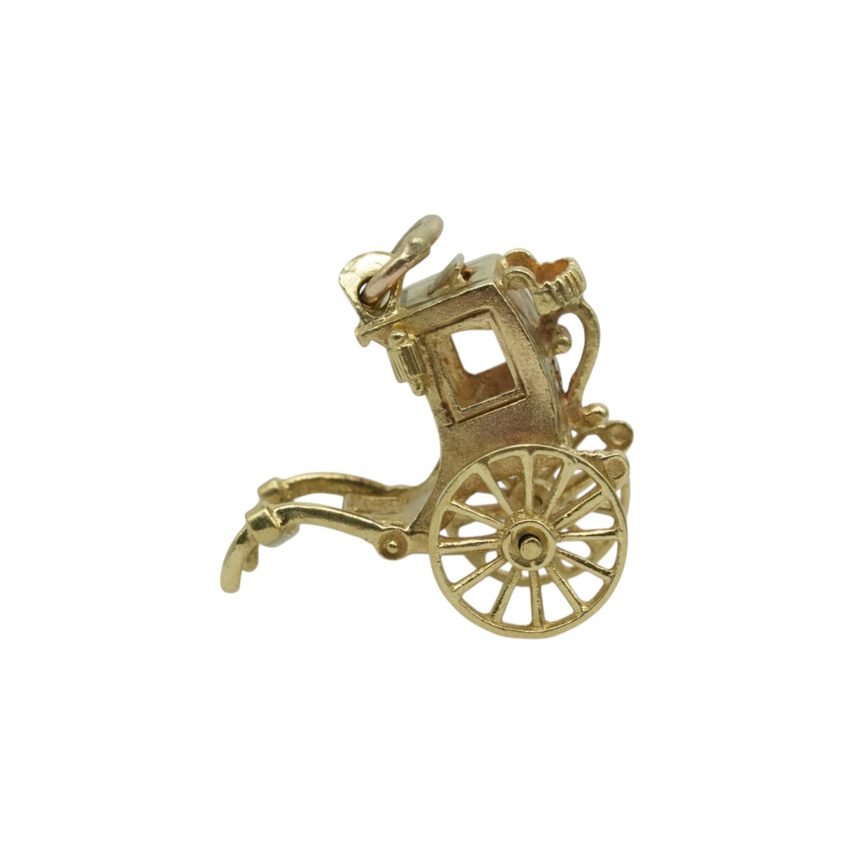 9ct 375 Yellow Gold Carriage Charm 1977 L 1.8 cm 2.2 g.