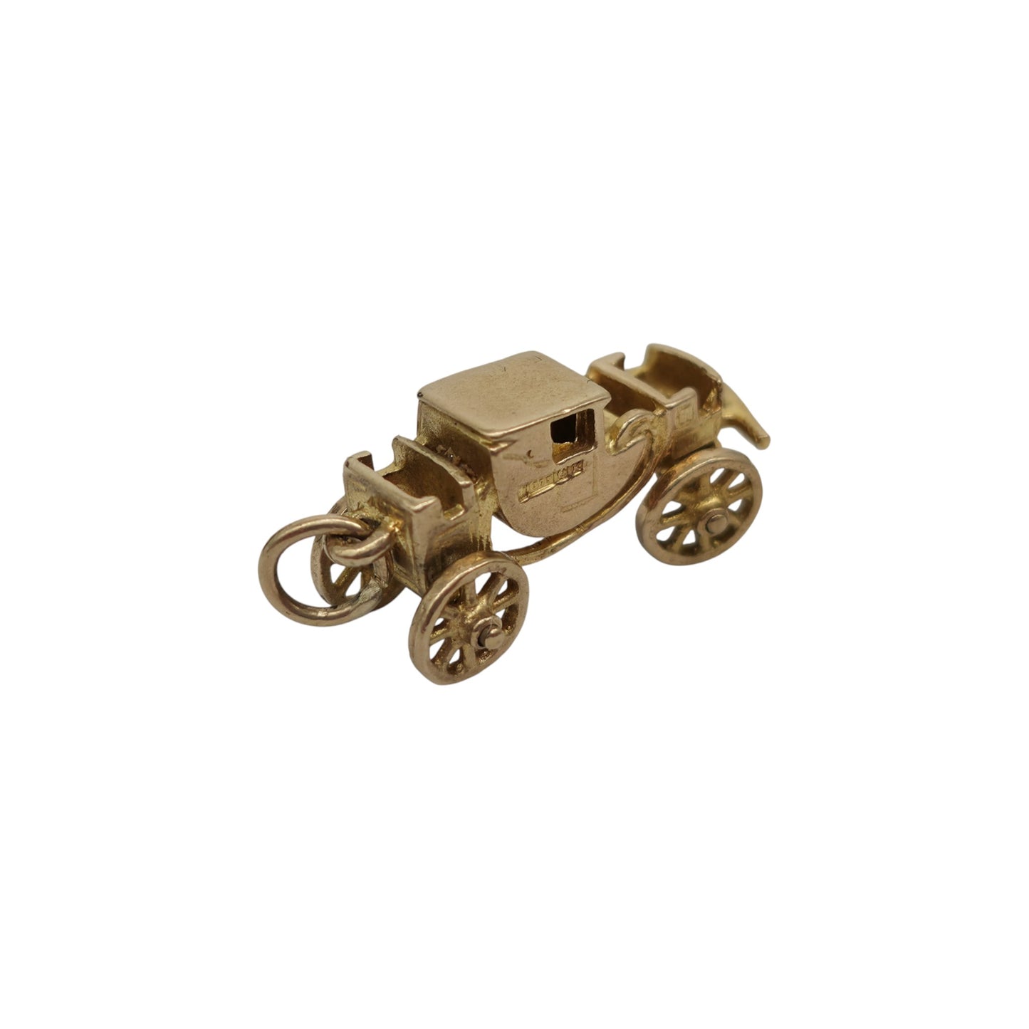 9ct 375 イエローゴールド 可動式馬車チャーム 1959年製 長さ2.2cm 4.0g