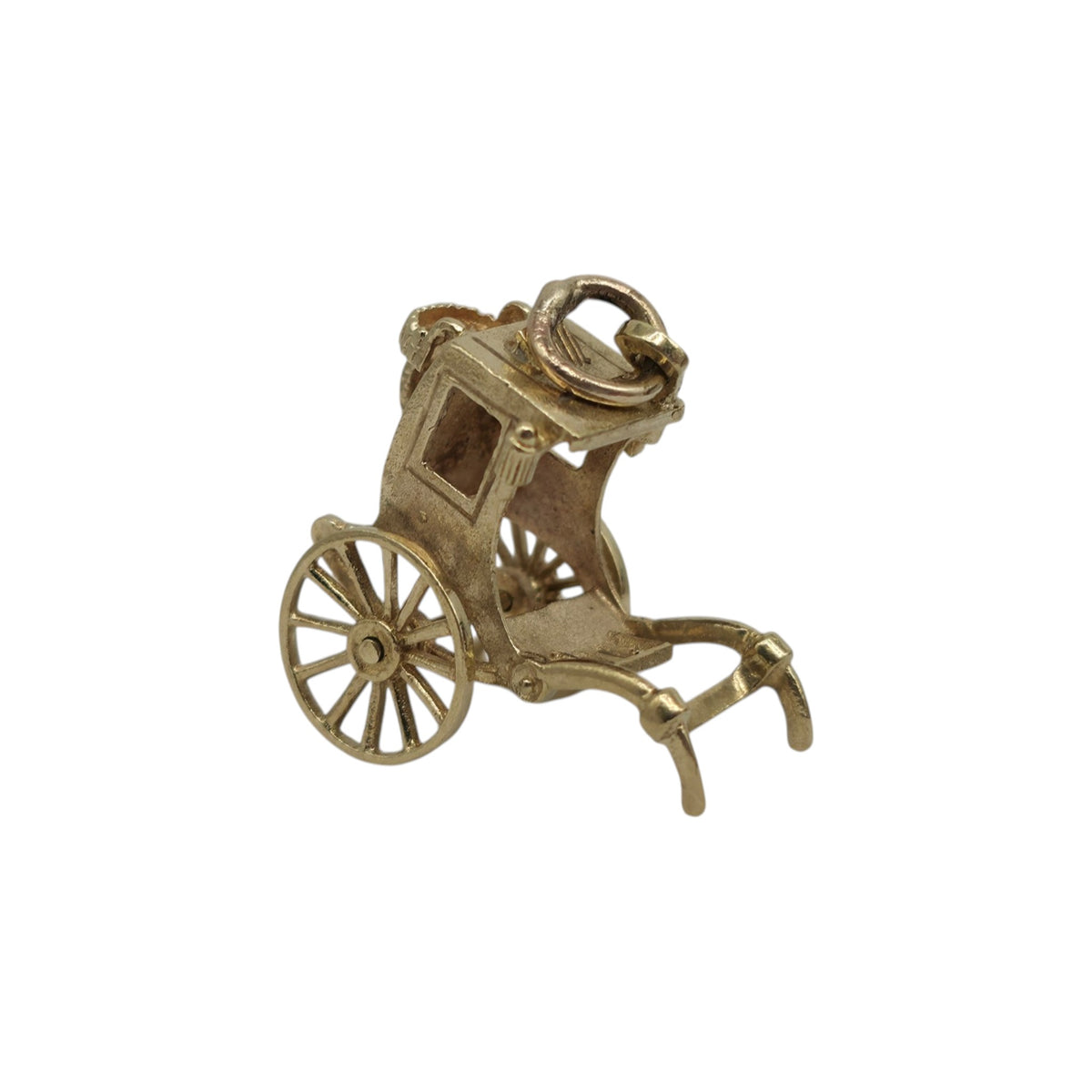 9ct 375 Yellow Gold Carriage Charm 1977 L 1.8 cm 2.2 g.