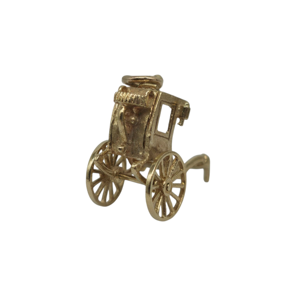 9ct 375 Yellow Gold Carriage Charm 1977 L 1.8 cm 2.2 g.