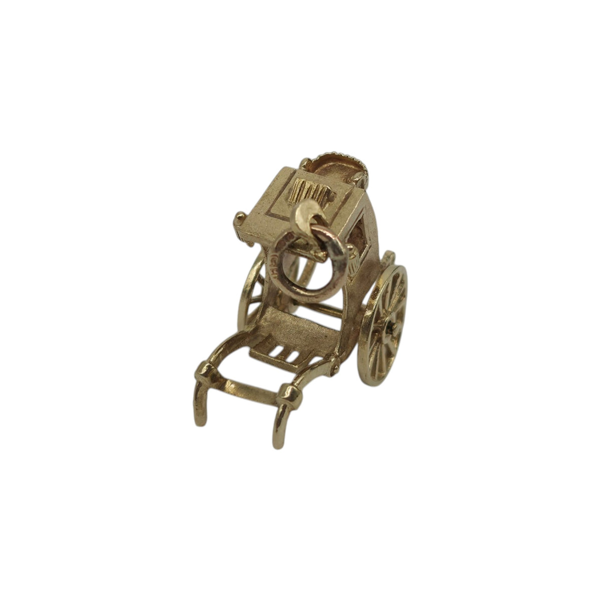 9ct 375 Yellow Gold Carriage Charm 1977 L 1.8 cm 2.2 g.