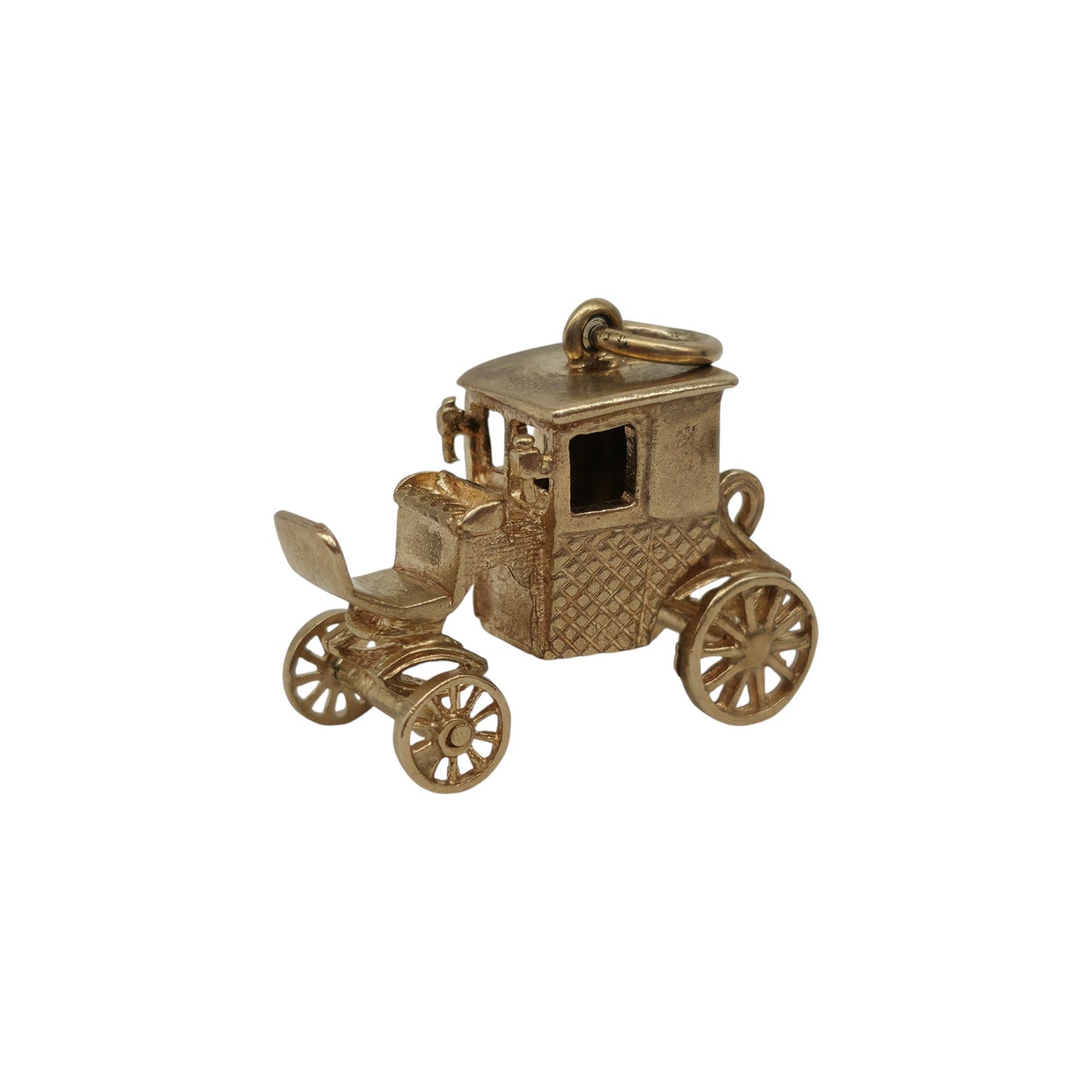 Heavy 9ct 375 Yellow Gold Carriage Charm 1965 L 2.1 cm 5.5 g.