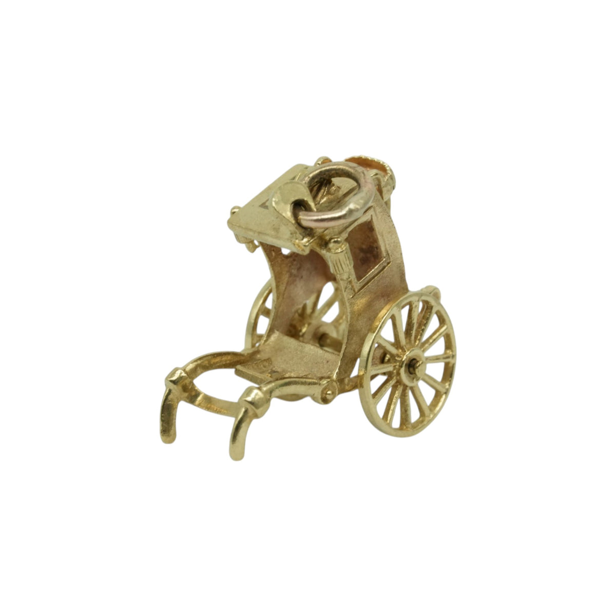 9ct 375 Yellow Gold Carriage Charm 1977 L 1.8 cm 2.2 g.
