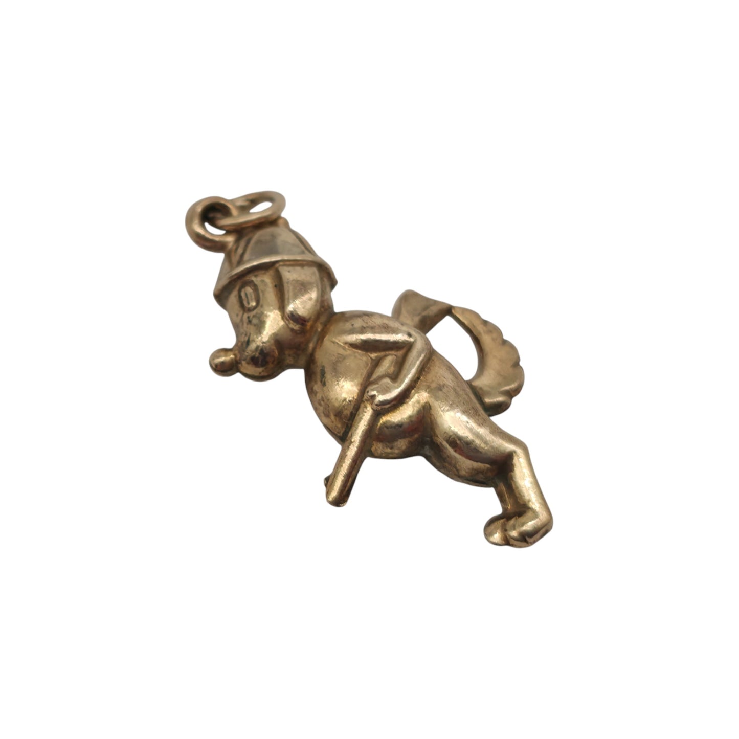 9ct 375 Yellow Gold Cartoon Dog Charm 1974 L 2.2 cm 0.8 g.