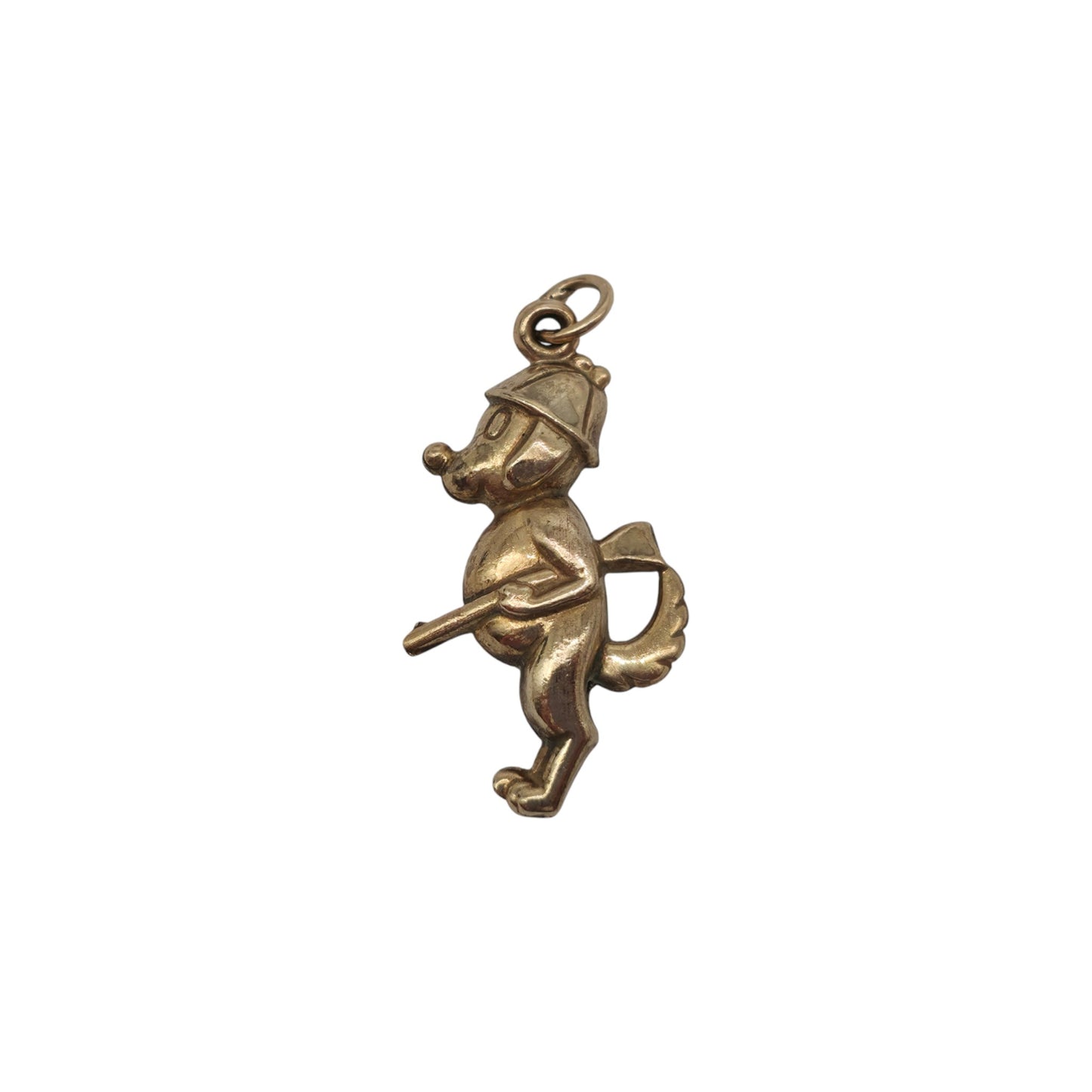 9ct 375 Yellow Gold Cartoon Dog Charm 1974 L 2.2 cm 0.8 g.