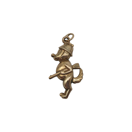 9ct 375 Yellow Gold Cartoon Dog Charm 1974 L 2.2 cm 0.8 g.