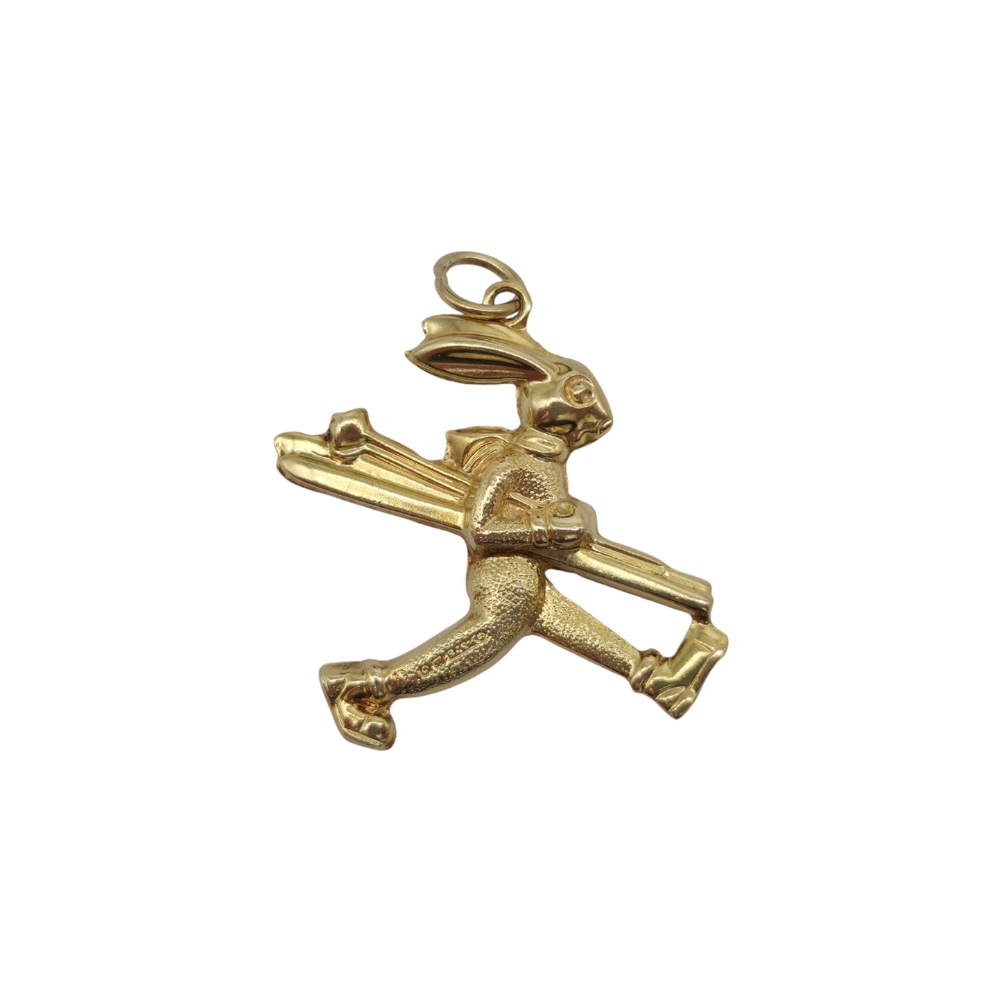 9ct 375 Yellow Gold Cartoon Bunny Charm c.1963 L 2.3 cm 1.5 g.
