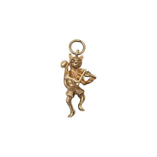 9ct 375 Yellow Gold Cat & Fiddle Charm 1971 L 2.1 cm 2.3 g.