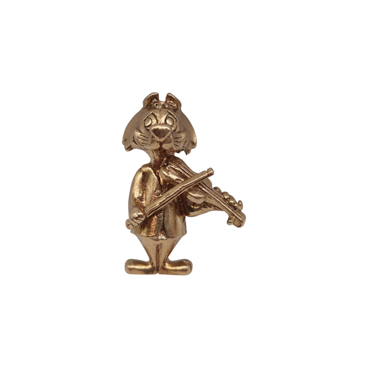 Heavy 9ct 375 Yellow Gold Cat & Fiddle Charm 1977 L 2.6 cm 7.6 g.