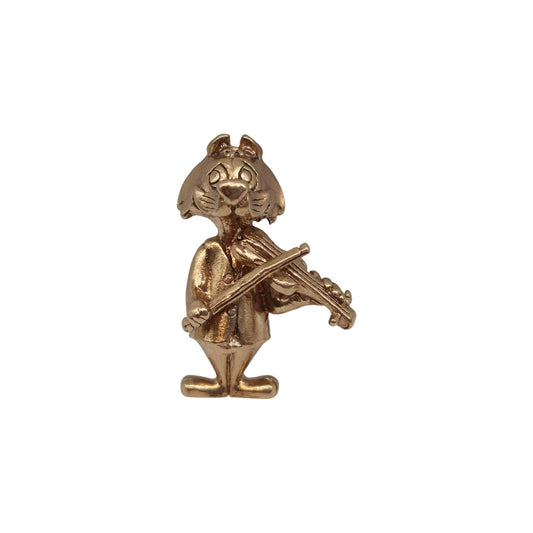 Heavy 9ct 375 Yellow Gold Cat & Fiddle Charm 1977 L 2.6 cm 7.6 g.