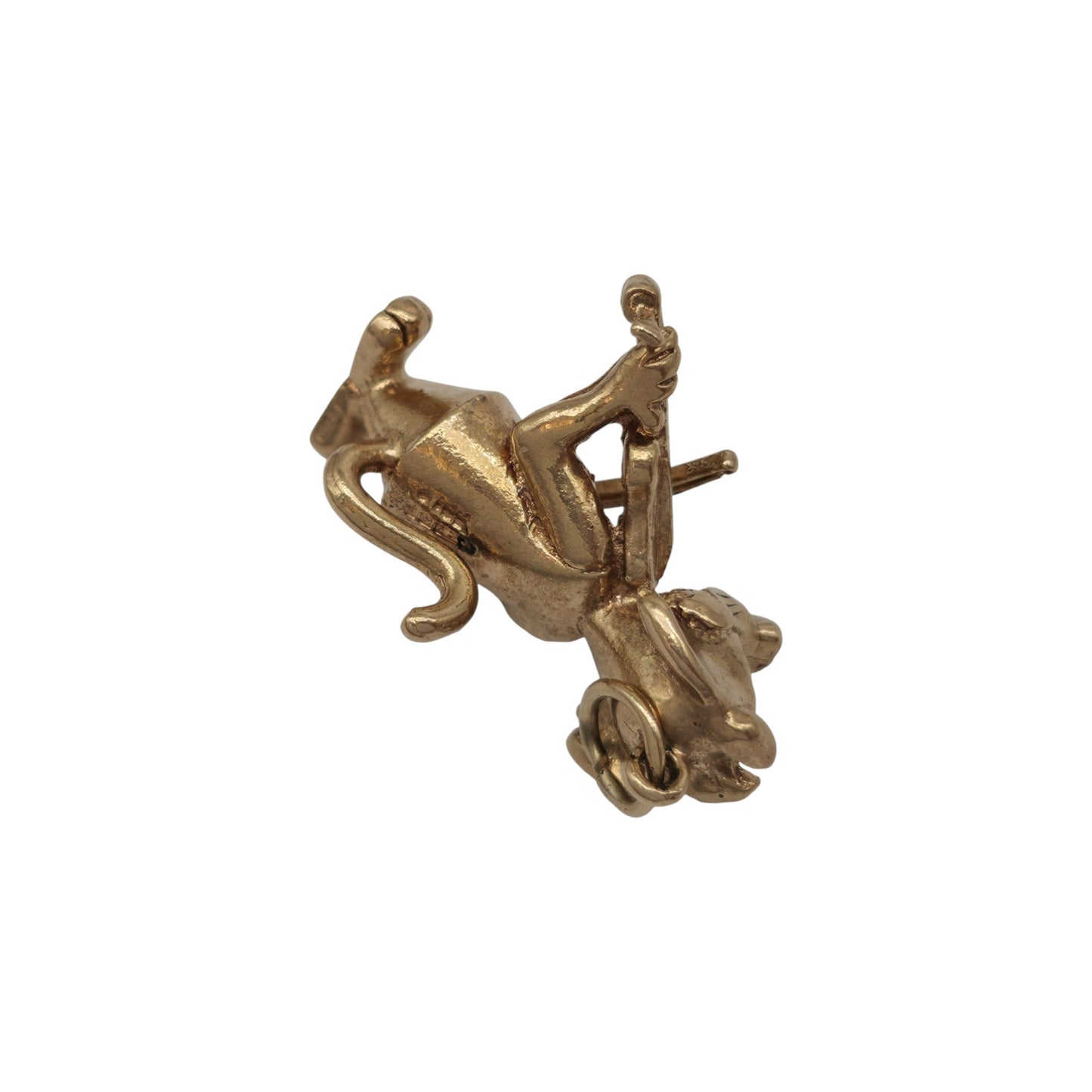 Heavy 9ct 375 Yellow Gold Cat & Fiddle Charm 1977 L 2.6 cm 7.6 g.