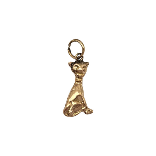 Antique 9ct Yellow Gold Cat Charm c.1900 L 1.6 cm 1.9 g.