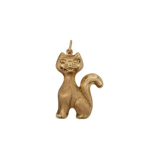 9ct 375 Yellow Gold Cat Charm L 2.2 cm 1.2 g.