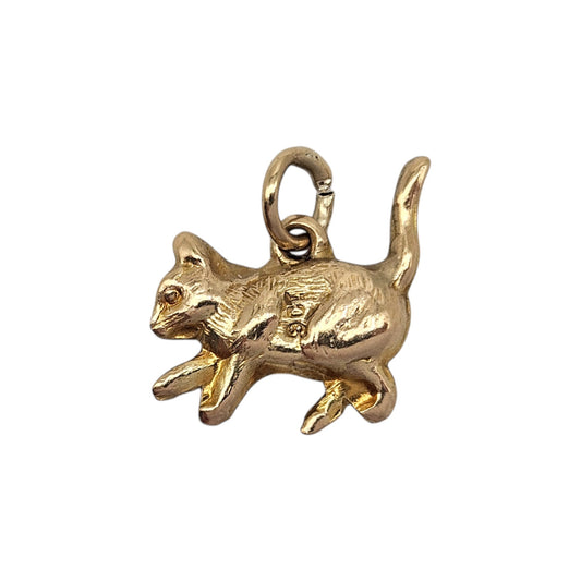 pre-owned 9ct gold Cat Charm