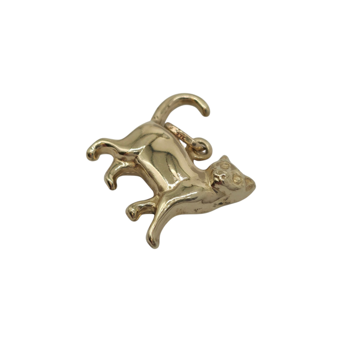 9ct 375 Yellow Gold Cat Charm L 1.4 cm 0.7 g.