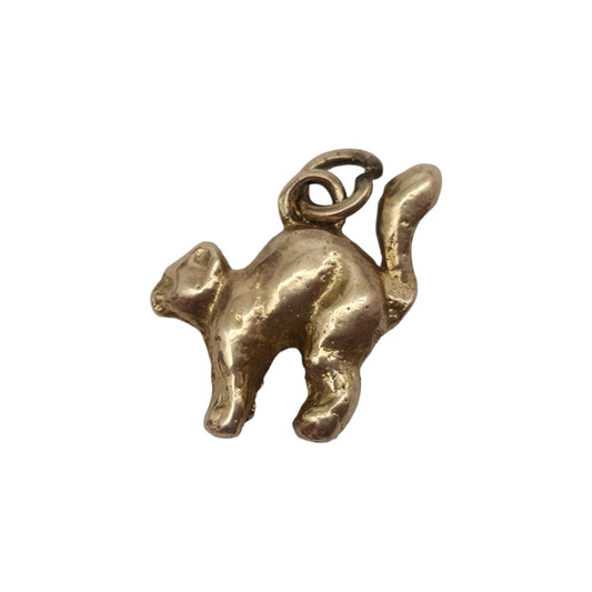 Cast 9ct Yellow Gold Cat Charm c.1960's L 1.3 cm 2.8 g.
