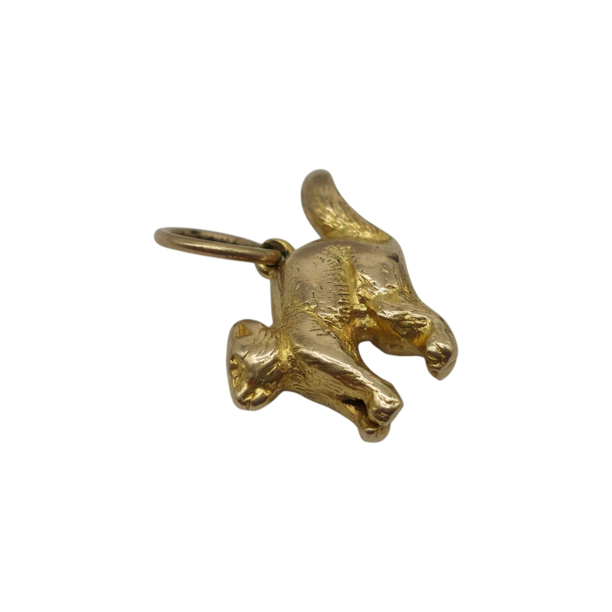 Cast 9ct Yellow Gold Cat Charm L 1.4 cm 3.0 g.