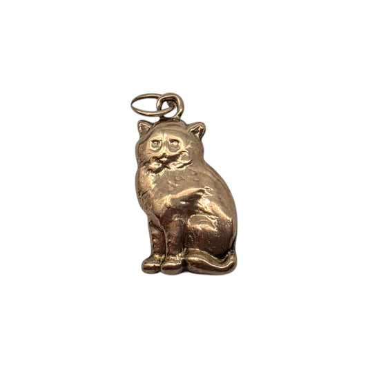 Antique 9ct Yellow Gold Cat Charm c.1920's L 1.5 cm 0.8 g.