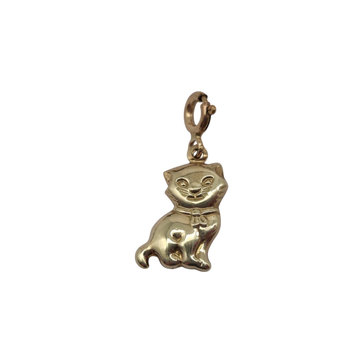 9ct Yellow Gold Cat Charm L 1.4 cm 0.7 g.