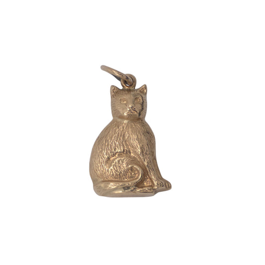 9ct 375 Yellow Gold Cat Charm 1968 L 1.6 cm 0.8 g.