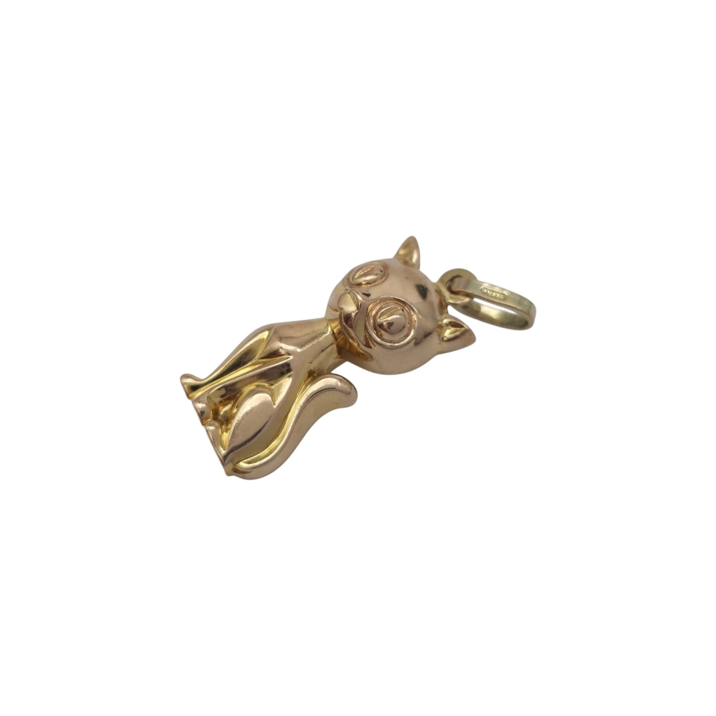 9ct 375 Yellow Gold Cat Charm 1963 L 2.2 cm 2.1 g.