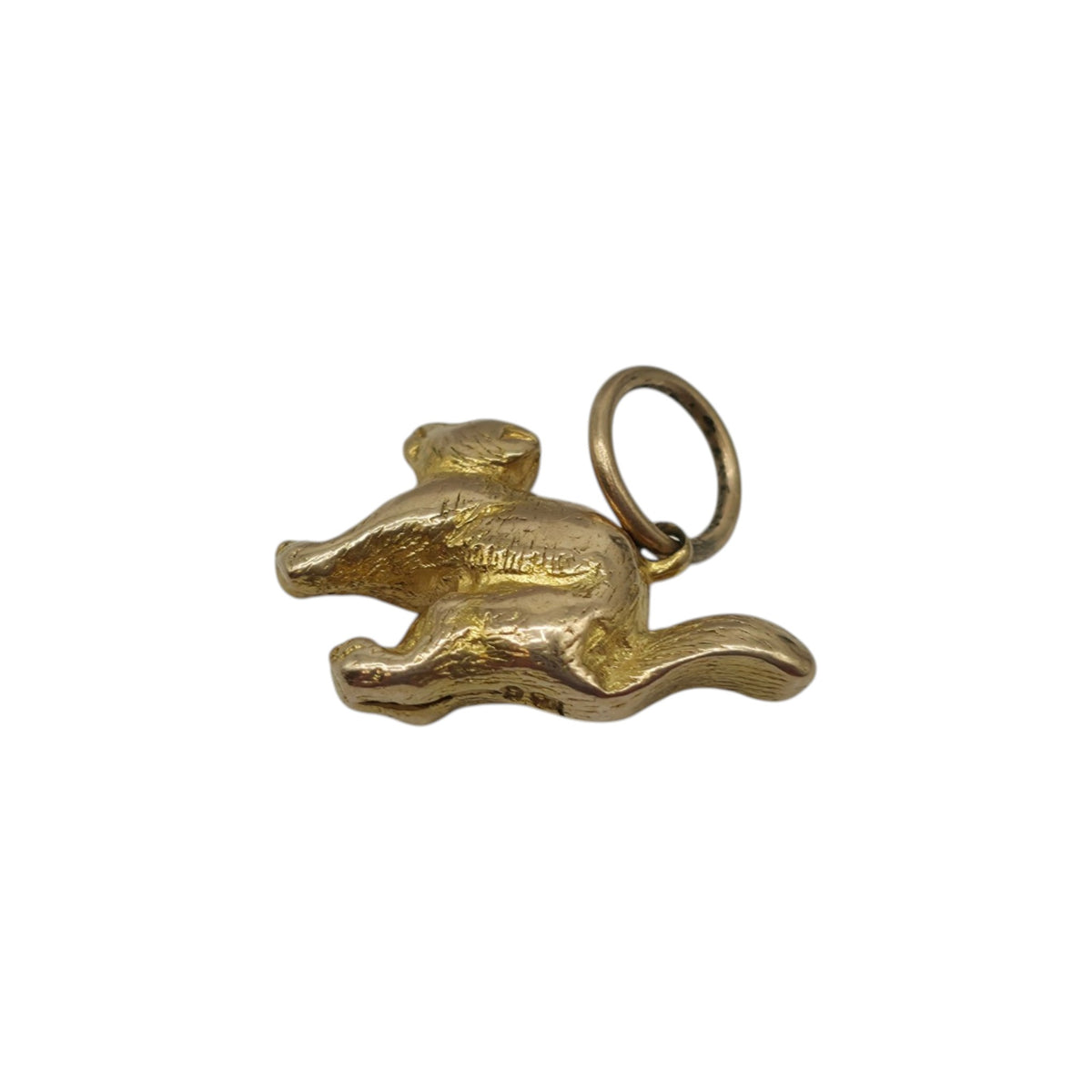 Cast 9ct Yellow Gold Cat Charm L 1.4 cm 3.0 g.