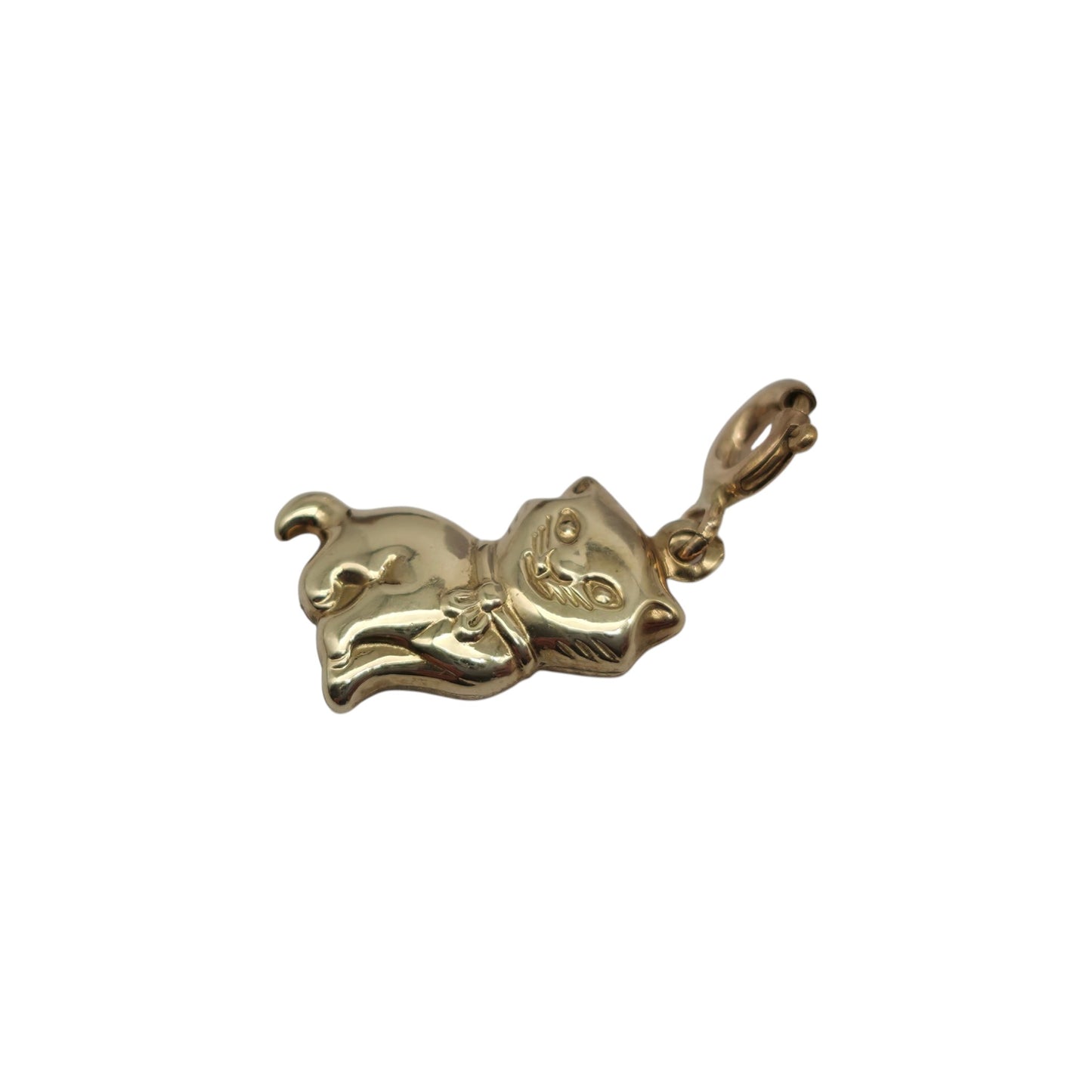 9ct Yellow Gold Cat Charm L 1.4 cm 0.7 g.