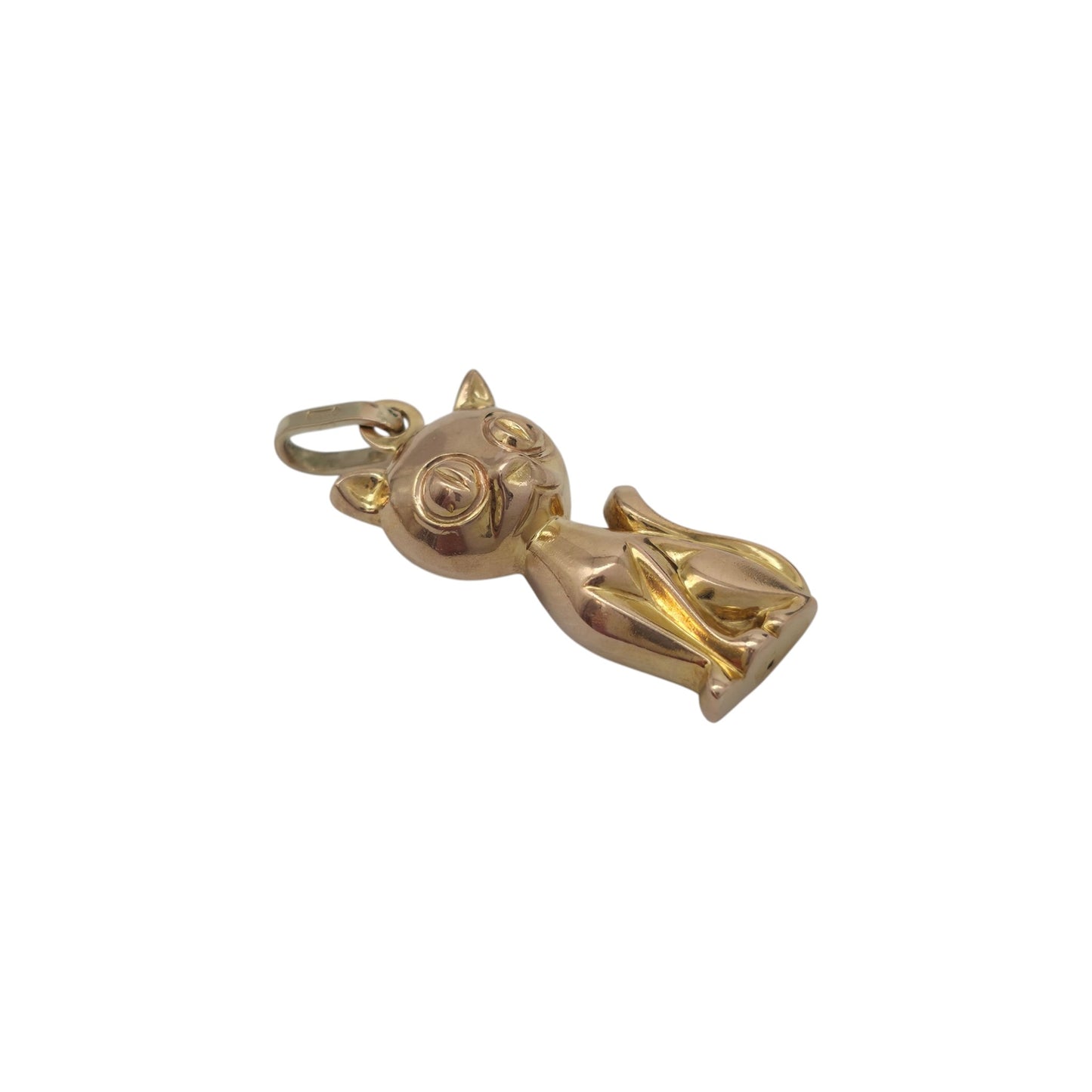 9ct 375 Yellow Gold Cat Charm 1963 L 2.2 cm 2.1 g.
